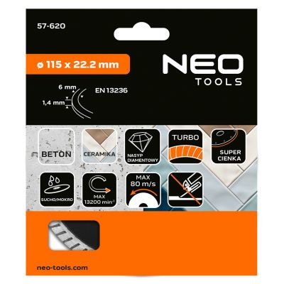 Tarcza diamentowa 115x22,2mm turbo super cienka GRAPHITE 57H620 GTX (57-620)