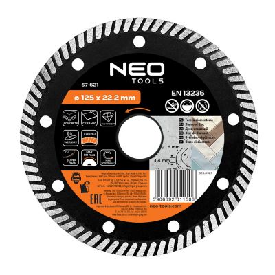 Tarcza diamentowa 125x22,2mm turbo super cienka GRAPHITE 57H621 GTX (57-621)