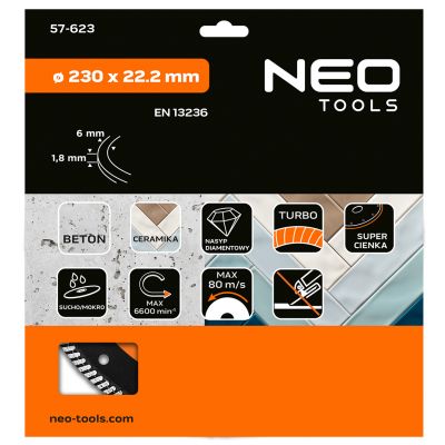 Tarcza diamentowa 230x22,2mm turbo super cienka GRAPHITE 57H623 GTX (57-623)