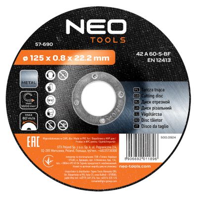 Tarcza tnąca do metalu 125x0,8x22,2mm 57A60Z-BF07 GRAPHITE 57H690 GTX (57-690)