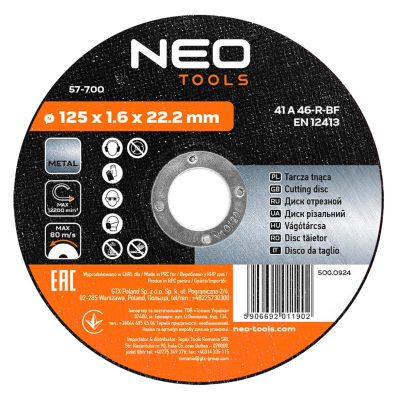 Tarcza tnąca do metalu 125x1,6x22mm 41 A60-T-BF GRAPHITE 57H700 GTX (57-700)