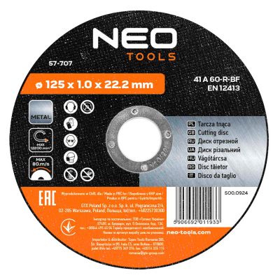 Tarcza tnąca do metalu 125x1,0x22,2mm 41 A60-T-BF GRAPHITE 57H707 GTX (57-707)
