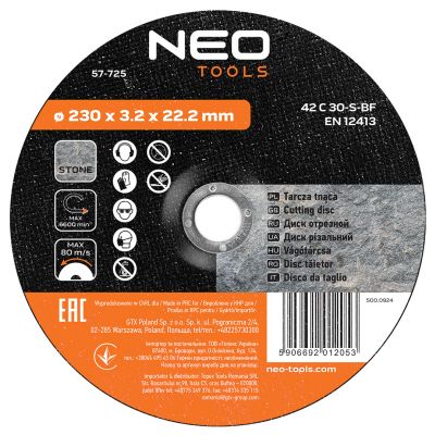 Tarcza tnąca do kamienia 230x3,2x22,2mm 42 37C30-R-BF GRAPHITE 57H725 GTX (57-725)
