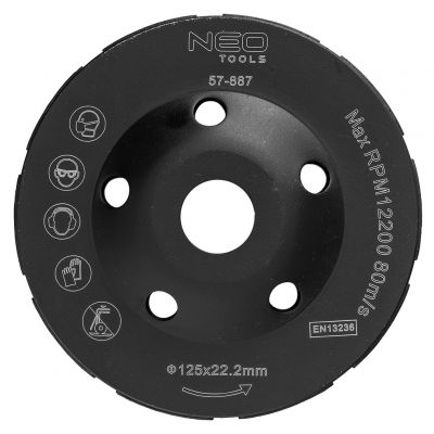 Tarcza diamentowa szlifierska 125x22,2x5mm podwójny segment GRAPHITE 57H887 GTX (57-887)