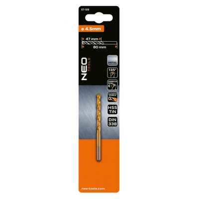 Wiertło do metalu HSS-TiN 4,5mm GRAPHITE 57H128 GTX (57-128)