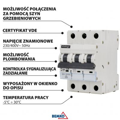 WYŁĄCZNIK NADPRĄDOWY 6KA 3P C 13A SCHELINGER (A02-G8-3P-C13)