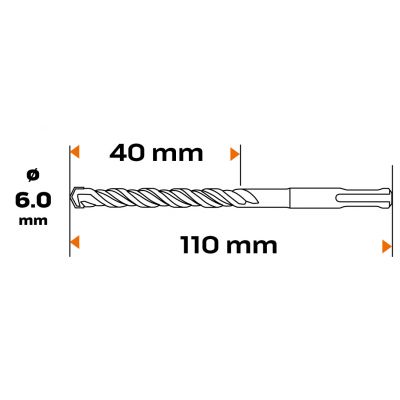 Wiertło do betonu SDS Plus 6x110mm S4 quatro GRAPHITE 57H406 GTX (57-406)