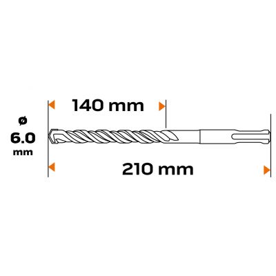 Wiertło do betonu SDS Plus 6x210mm S4 quatro GRAPHITE 57H410 GTX (57-410)