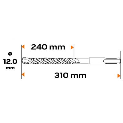 Wiertło do betonu SDS Plus 12x310mm S4 quatro GRAPHITE 57H444 GTX (57-444)