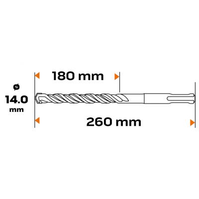 Wiertło do betonu SDS Plus 14x260mm S4 quatro GRAPHITE 57H456 GTX (57-456)