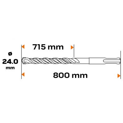 Wiertło do betonu SDS Plus 24x800mm S4 quatro GRAPHITE 57H494 GTX (57-494)