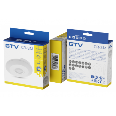 GTV CZUJNIK RUCHU CR-3 MINI, max. 2000W, AC 220-240V, 50/60Hz, KĄT DZIAŁANIA 360*, ZASIĘG 6m ± 2,2- 4m, IP20, WSPÓŁPRACUJE Z LED, NATYNKOWY, BIAŁY CR-CR3M00-00 (CR-CR3M00-00)