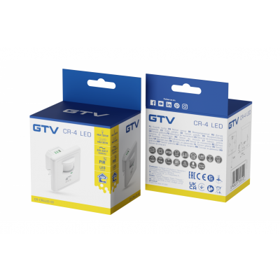 GTV CZUJNIK RUCHU CR-4 LED, MIN. 40W, max. 500W, AC 220-240V, 50/60Hz, KĄT DZIAŁANIA 160*, ZASIĘG 12M ± 1-2,5m, IP20, WSPÓŁPRACUJE Z LED, WPUSZCZANY, BIAŁY CR-CR4L00-00 (CR-CR4L00-00)