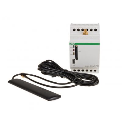 Przekaźnik zdalnego sterowania GSM (SMS); 2xWY 2xWE; sterowanie temperaturą; 230V AC; 2x1Z/R; montaż na szynie DIN SIMplyMAX-P03 F&F (SIMplyMAX-P03)
