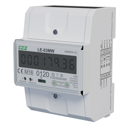 Dwutaryfowy licznik energii elektrycznej 3-fazowy 2-kierunkowy z Modbus RTU do pomairu bezpośredniego LE-03MW F&F (LE-03MW)