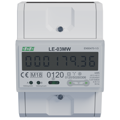 Dwutaryfowy licznik energii elektrycznej 3-fazowy 2-kierunkowy z Modbus RTU do pomairu bezpośredniego LE-03MW F&F (LE-03MW)