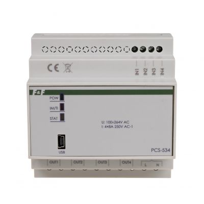 Sterownik sekweRyjny impulsowo-czasowy 4-kanałowy 24-230V AC/DC nastawa od 1s do 100h MAX-PCS-534 F&F (MAX-PCS-534)