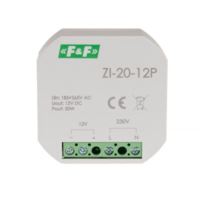 Zasilacz impulsowy do puszki 12V 20W ZI-20-12P F&F (ZI-20-12P)