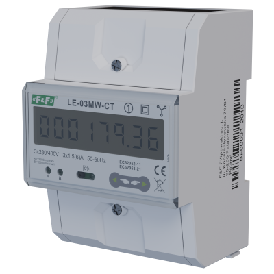 Dwutaryfowy licznik energii elektrycznej 3-fazowy 2-kierunkowy z Modbus RTU do pomairu półpośredniego LE-03MW-CT F&F (LE-03MW-CT)