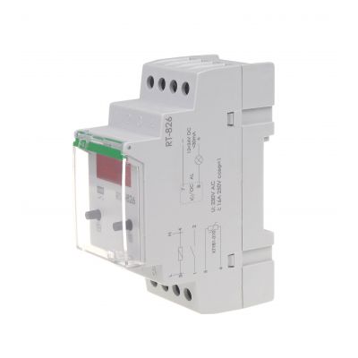 Cyfrowy regulator temperatury -25-130stC z LCD - montaż DIN styk: 1Z 230V AC bez sondy temp. RT-826 F&F (RT-826)