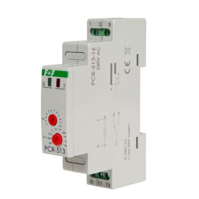 Przekaźnik czasowy rewersyjny styki: 1Z/R 230V 16A PCR-513-16 F&F (PCR-513-16)