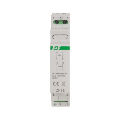Zasilacz impulsowy 12W 13,5V DC nap. zas. 100-230V do montażu na szynie DIN ZI-16 F&F (ZI-16)