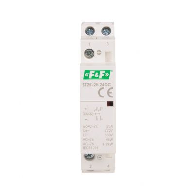 Stycznik modułowy montaż na szynie styki 2R 25A 24V DC ST25-02-24DC F&F (ST25-02-24DC)