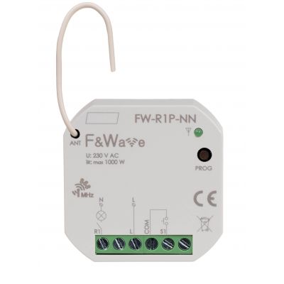 Radiowy pojedyńczy przekaźnik wielofunkcyjny do instalacji bez przewodu neutralnego FW-R1P-NN F&F (FW-R1P-NN)