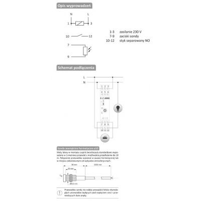 Automat zmierzchowy z zewnętrzną sondą przekaźnik InRush16 A (160 A/20 ms) AZ-112-LED F&F (AZ-112-LED)