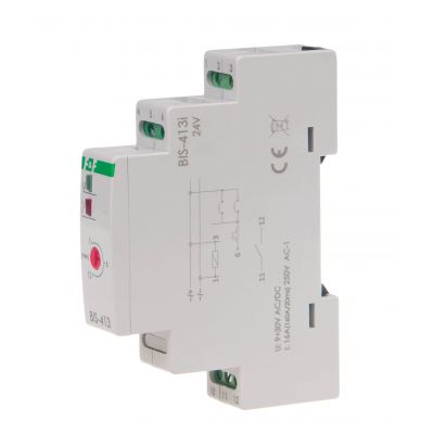 Przekaźnik bistabilny z wyłącznikiem czasowym 9-30 V AC/DC na szynę DIN z przekaźnikiem inrush 160A/20ms BIS-413-LED-24V F&F (BIS-413-LED-24V)