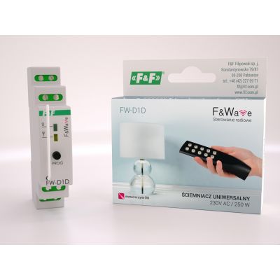Radiowy ściemniacz uniwersalny 230V - montaż DIN 85-265V AC/DC FW-D1D F&F (FW-D1D)