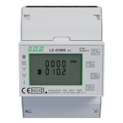 Trójfazowy licznik zużycia energii czynnej i biernej M-BUS 100(5)A; MID LE-03MB F&F (LE-03MB)