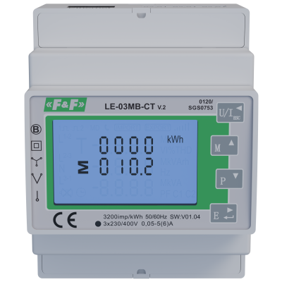 Trójfazowy dwukierunkowy licznik półpośredni M-BUS,100(5)A; MID LE-03MB-CT F&F (LE-03MB-CT)