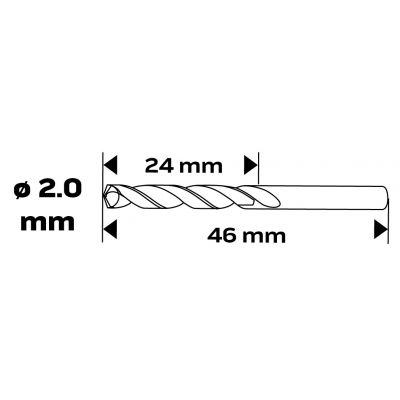 Wiertło do metalu HSS-CNC 124° "Pro-Tec" 2,0mm GRAPHITE 55H010 GTX (55-010)