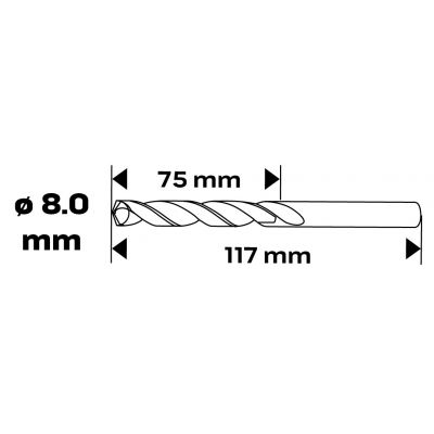 Wiertło do metalu HSS-CNC 124° "Pro-Tec" 8,0mm GRAPHITE 55H029 GTX (55-029)
