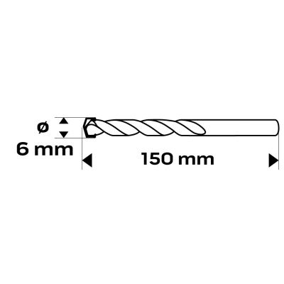 Wiertło do betonu 6x150mm końcówka motylkowa GRAPHITE 57H330 GTX (57-330)