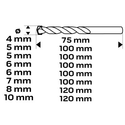 Zestaw wierteł do betonu zestaw 8szt- 4 5 5 6 6 7 8 10mm GRAPHITE 57H351 GTX (57-351)