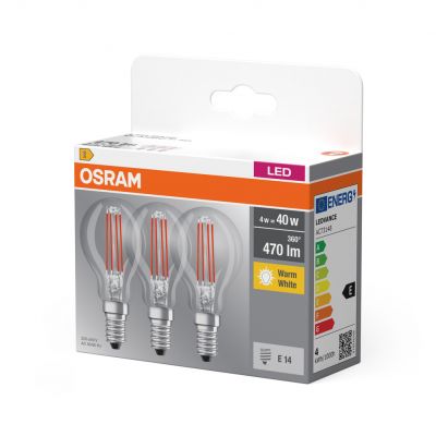 Żarówki FILAMENT LED E14 4W 40W OSRAM 2700K trójpak LEDVANCE (4058075819337)