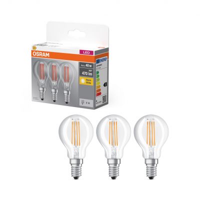 Żarówki FILAMENT LED E14 4W 40W OSRAM 2700K trójpak LEDVANCE (4058075819337)