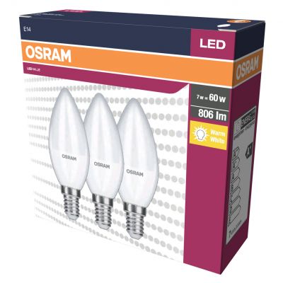 Żarówka LED /3szt./ Świeczka E14 7,5W=60W 806lm 2700K ciepła biel OSRAM (4058075385207)
