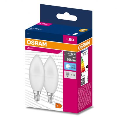 Żarówka LED /2szt./ Świeczka E14 7,5W=60W 806lm 4000K neutralna biel OSRAM (4058075479173)