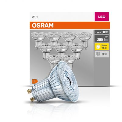 Żarówka LED /10szt./ Reflektor GU10 4,3W=50W 350lm ciepła biel 36st OSRAM (4058075036680)