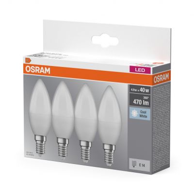 Żarówka LED /4szt./ Świeczka E14 4,9W=40W 4000K nautralna biel 180st OSRAM (4058075819610)