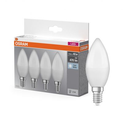 Żarówka LED /4szt./ Świeczka E14 4,9W=40W 4000K nautralna biel 180st OSRAM (4058075819610)