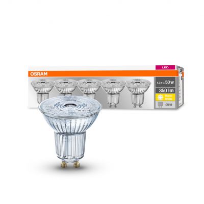 Żarówka LED 5szt. Reflektor GU10 4,3W=50W 350lm ciepła biel 36st BASE OSRAM (4058075090460)