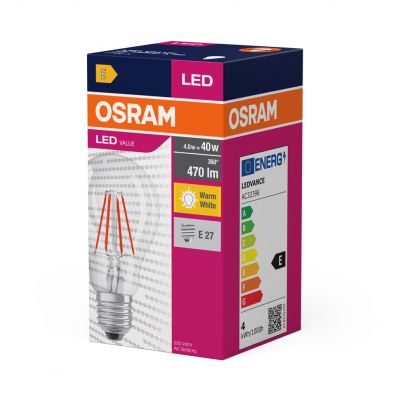 Żarówka LED E27 4W/827 E27 VALUE CL A FIL 40 non-dim 4W/827 4058075439856 LEDVANCE (4058075439856)