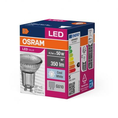 Żarówka LED VALUE PAR16 50 36st 3,6W/840 GU10 4058075055155 LEDVANCE (4058075055155)