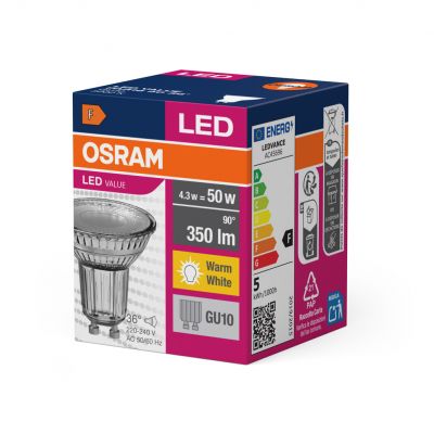 Żarówka LED 4,3W/830 GU10 VALUE PAR16 50 36st 4058075096622 LEDVANCE (4058075096622)