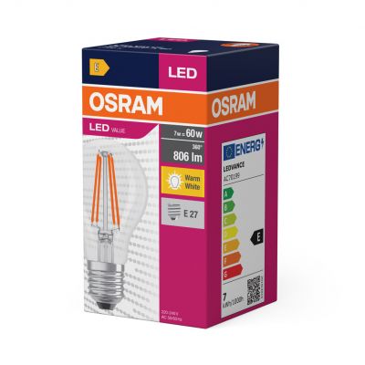 Żarówka LED E27 7W VALUE FILAMENT 7W/827 CLA60 806lm (odpowiednik 60W) 4058075819658 LEDVANCE (4058075819658)