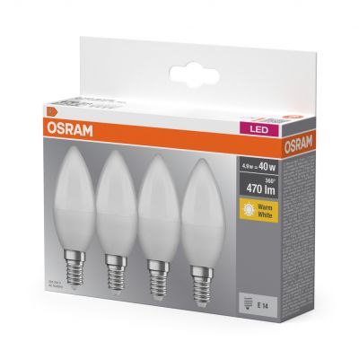 Żarówka LED /4szt./ Świeczka E14 4,9W=40W 470lm ciepła biel 180st OSRAM (4058075819474)